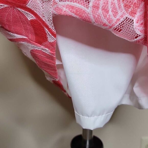 Talbots Floral Lace Sleeveless Sheath Dress Red White Size 4 - Picture 7 of 14